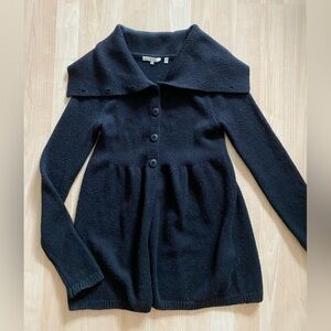 Vince Cozy Wool Black Babydoll Long Cardigan Sweater - Medium